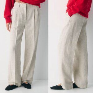 Aritzia Wilfred Cream The Effortless Pants Linen Wide Leg High Waisted